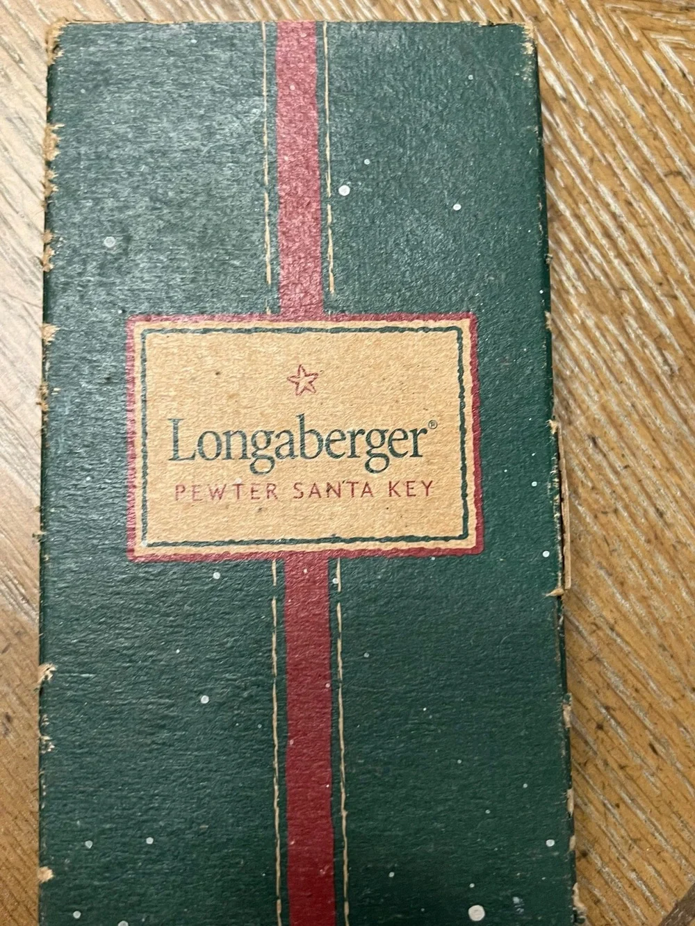 Longaberger Green and Red Pewter Santa Key